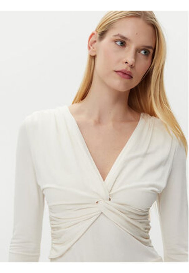 BOSS Bluzka Eulori 50534546 Beżowy Slim Fit. Kolor: beżowy. Materiał: wiskoza