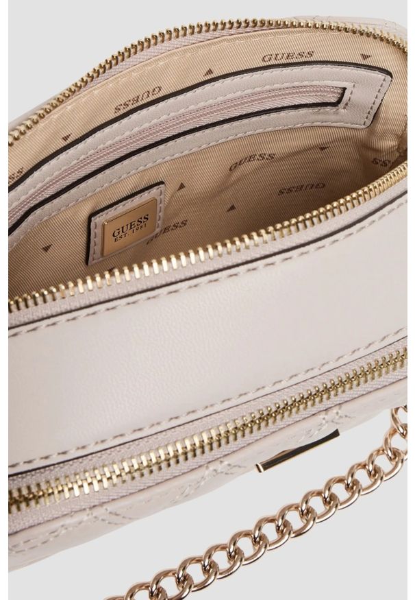 Guess - GUESS Kopertówka damska w kolorze taupe Giully. Kolor: beżowy. Materiał: skórzane