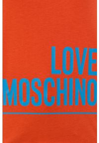 Love Moschino t-shirt bawełniany kolor pomarańczowy. Okazja: na co dzień. Kolor: pomarańczowy. Materiał: bawełna. Długość rękawa: krótki rękaw. Długość: krótkie. Styl: casual #5