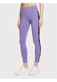 Guess Legginsy Aline V2YB14 KABR0 Fioletowy Slim Fit. Kolor: fioletowy. Materiał: syntetyk, bawełna