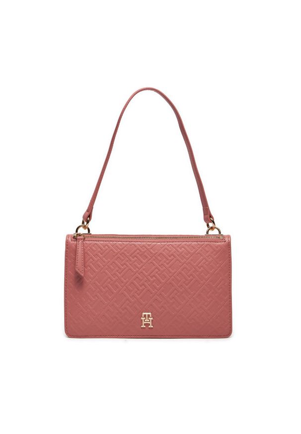 TOMMY HILFIGER - Tommy Hilfiger Torebka Th Refined Shoulder Bag Mono AW0AW15975 Różowy. Kolor: różowy. Materiał: skórzane