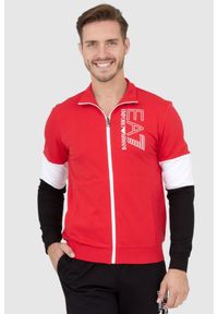 EA7 Emporio Armani - EA7 Czarno-czerwony dres męski z bluzą na suwak. Kolor: wielokolorowy. Materiał: dresówka #1