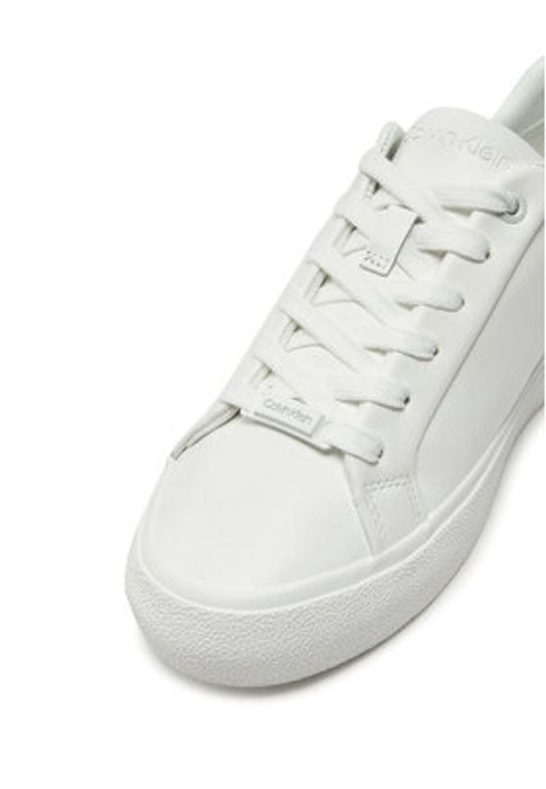 Calvin Klein Sneakersy Vulc Lace Up Texture Fox - Lth HW0HW02439 Biały. Kolor: biały. Materiał: skóra