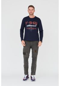 Aeronautica Militare - AERONAUTICA MILITARE Granatowy męski bawełniany longsleeve F-84G Thunderjet, Rozmiar XXL. Kolor: niebieski. Materiał: bawełna. Długość rękawa: długi rękaw #6
