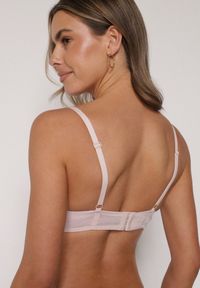 Born2be - Jasnoróżowy Koronkowy Biustonosz z Ozdobnymi Kokardkami na Ramiączkach Aeleolopei. Kolor: różowy. Materiał: koronka. Wzór: koronka, aplikacja #7