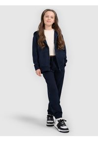 4f - 4F Spodnie dresowe joggery dziewczęce - granatowe 122 (6-7 lat). Okazja: na co dzień. Kolor: niebieski. Materiał: dresówka. Sezon: lato. Styl: casual #1