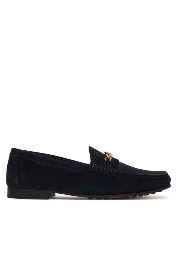 TOMMY HILFIGER - Tommy Hilfiger Mokasyny Th Chain Suede Loafer FW0FW09327 Granatowy. Kolor: niebieski. Materiał: skóra, zamsz