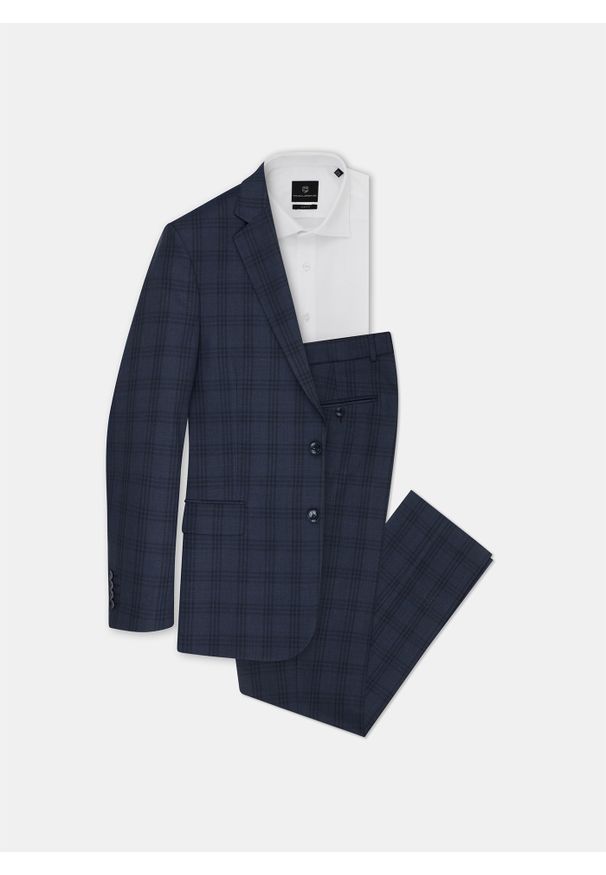 Pako Lorente - PAKO LORENTE – Granatowe spodnie garniturowe P21WP-6G-035-G. Kolor: niebieski. Materiał: wełna