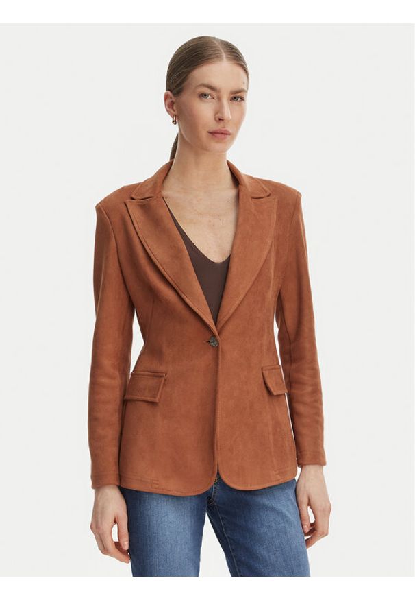 Rinascimento Marynarka CFC0127916003 Brązowy Regular Fit. Kolor: brązowy. Materiał: skóra