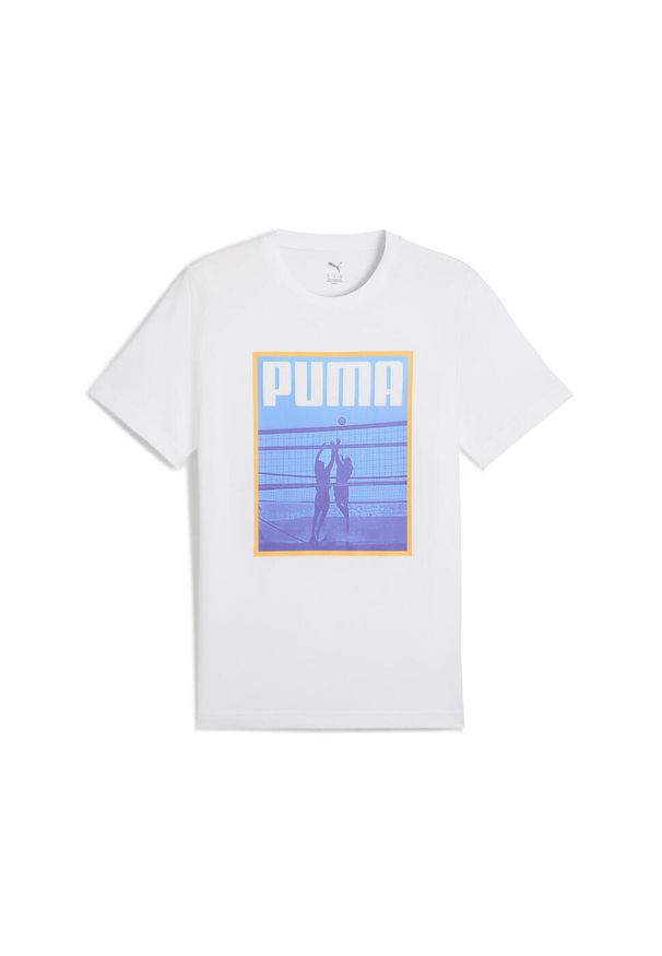 Puma - Męska koszulka Graphics Volley PUMA White. Kolor: biały. Materiał: guma. Wzór: nadruk
