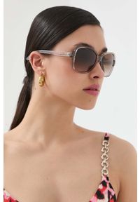 Armani Exchange okulary przeciwsłoneczne damskie kolor beżowy. Kształt: prostokątne. Kolor: beżowy #6
