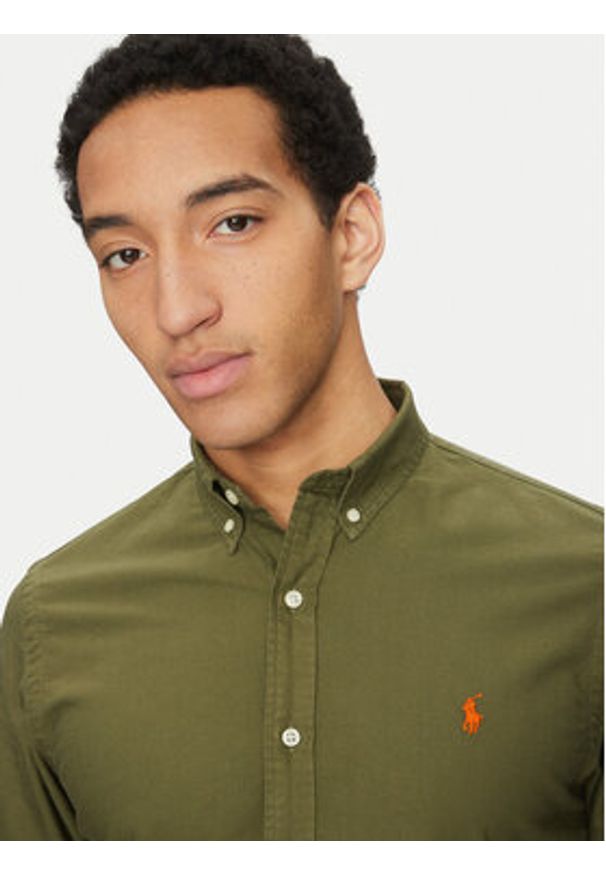 Polo Ralph Lauren Koszula 710960643001 Khaki Slim Fit. Typ kołnierza: polo. Kolor: brązowy. Materiał: bawełna