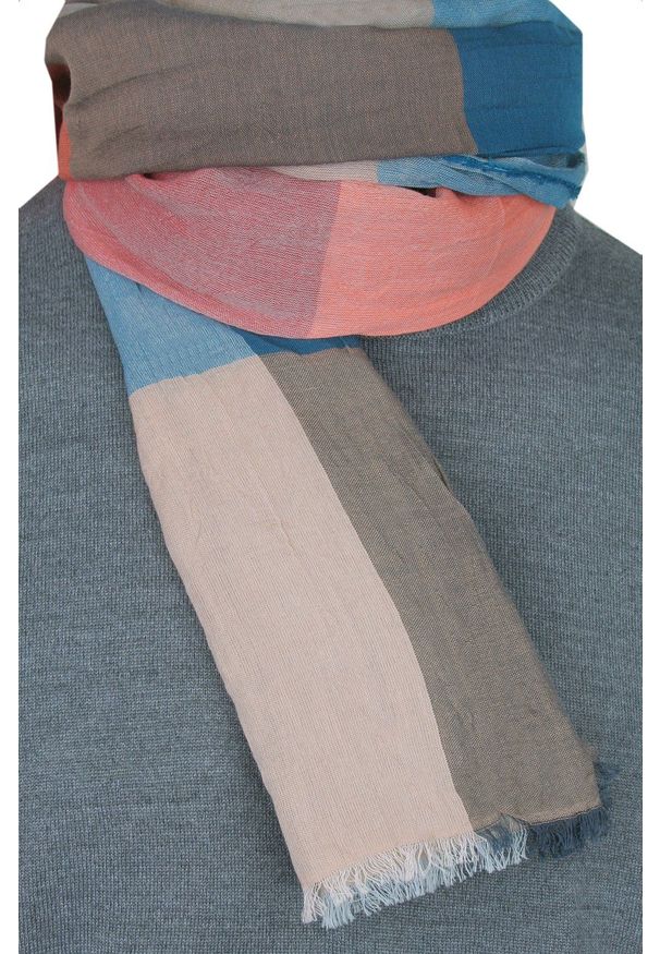 Szalik Przejściowy z Lekkiej - V. Fraas - Duża Pastelowa Kratka. Kolor: wielokolorowy. Materiał: bawełna. Wzór: kratka