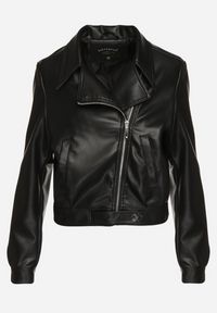 Born2be - Czarna Kurtka Ramoneska ze Zwężanymi Rękawami i Asymetrycznym Suwakiem Arpeggia. Okazja: na co dzień. Kolor: czarny. Materiał: jeans. Styl: casual, elegancki, rockowy, klasyczny #4