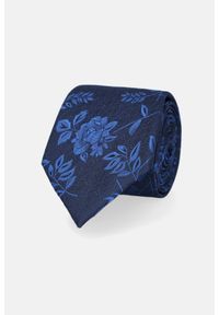 Lancerto - Krawat Granatowy Wzór Roślinny. Kolor: niebieski. Materiał: poliester