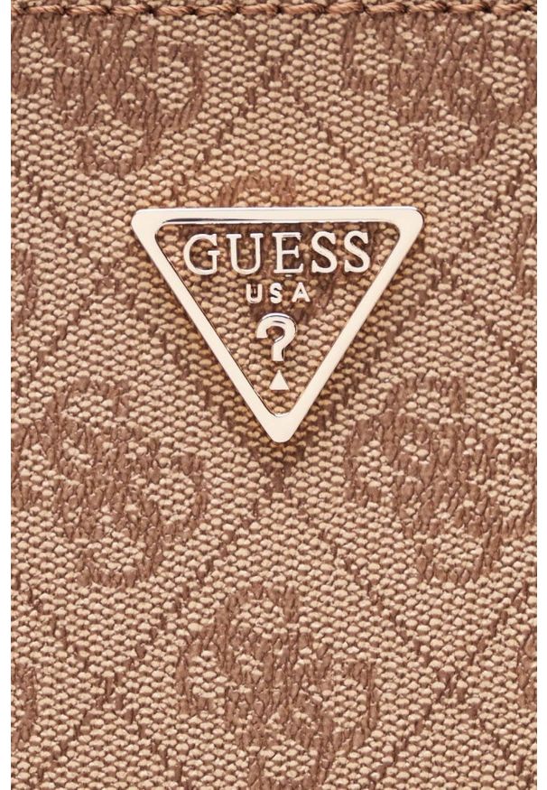 Guess - GUESS Beżowa klasyczna damska torebka Noelle. Kolor: beżowy. Materiał: skórzane. Styl: klasyczny