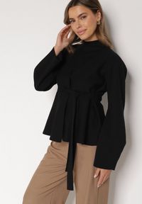 Born2be - Czarny Kardigan z Wiskozą i Wiązaniem w Pasie Tusvela. Okazja: na co dzień. Kolor: czarny. Materiał: wiskoza. Styl: casual #6