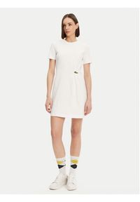 Lacoste Sukienka codzienna EF0583 Biały Regular Fit. Okazja: na co dzień. Kolor: biały. Materiał: bawełna. Typ sukienki: proste. Styl: casual #4