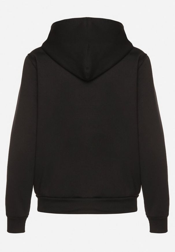 Born2be - Czarna Rozpinana Bluza z Kapturem Bawełną i Sznurkami Viltara. Okazja: na co dzień. Typ kołnierza: kaptur. Kolor: czarny. Materiał: bawełna. Styl: casual