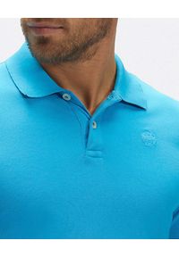 North Sails - NORTH SAILS - Niebieska koszulka polo z haftowanym logo. Typ kołnierza: polo. Kolor: niebieski. Materiał: bawełna. Wzór: haft #4