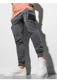 Ombre Clothing - Spodnie męskie dresowe joggery P918 - grafitowe - M. Kolor: szary. Materiał: dresówka #6