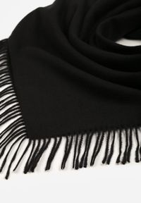 Born2be - Czarny Trójkątny Szalik z Wiskozy i Bawełny z Frędzlami Vetirala. Okazja: na co dzień, do pracy, na spotkanie biznesowe. Kolor: czarny. Materiał: bawełna, wiskoza. Styl: biznesowy, casual, elegancki #3