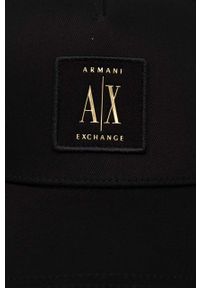 Armani Exchange czapka z daszkiem bawełniana kolor czarny z aplikacją. Kolor: czarny. Materiał: bawełna. Wzór: aplikacja #2