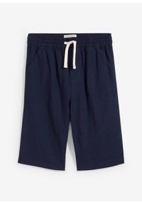 bonprix - Szorty z gumką w talii, z przewiewnej mieszanki lnu, Regułar Fit. Kolor: niebieski. Materiał: len #1