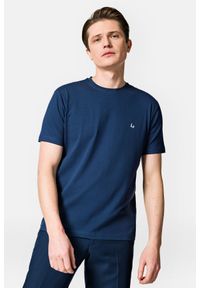 Lancerto - Koszulka Szafirowa z Bawełną Linus. Kolor: niebieski. Materiał: elastan, bawełna