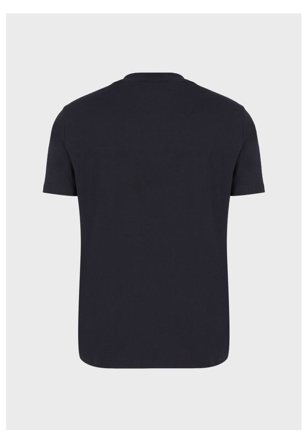 Emporio Armani - EMPORIO ARMANI Męski t-shirt granatowy wyszywane logo, Rozmiar S. Kolor: niebieski. Materiał: bawełna, prążkowany. Długość rękawa: krótki rękaw. Długość: krótkie