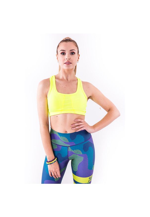 2SkIN - Stanik do biegania damski 2skin LUMINES FLUO. Kolor: żółty. Materiał: elastan, poliester. Sport: fitness
