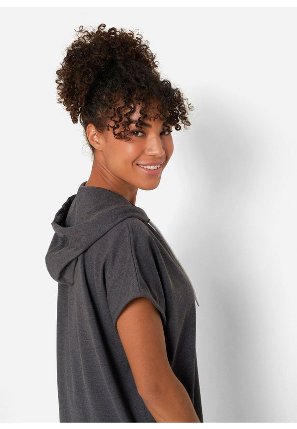 bonprix - Bluza z kapturem oversize. Typ kołnierza: kaptur. Kolor: czarny, szary. Długość rękawa: bez rękawów