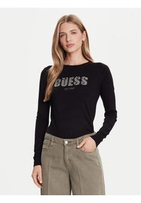 Guess Sweter W5BR40 Z2NQ2 Czarny Regular Fit. Kolor: czarny. Materiał: wiskoza