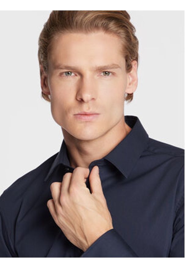 Hugo Koszula Elisha02 50479396 Granatowy Extra Slim Fit. Kolor: niebieski. Materiał: bawełna
