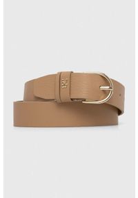 TOMMY HILFIGER - Tommy Hilfiger pasek skórzany damski kolor beżowy. Kolor: beżowy. Materiał: skóra