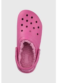 Crocs kapcie Classic Lined Clog 203591. Nosek buta: okrągły. Kolor: fioletowy. Materiał: materiał, guma #5