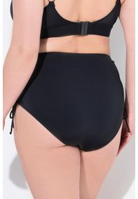 ULLA POPKEN - Damskie figi od bikini marszczona taśma wypełnienie z przodu. Kolekcja: plus size. Kolor: czarny. Materiał: poliester, elastan, poliamid, materiał