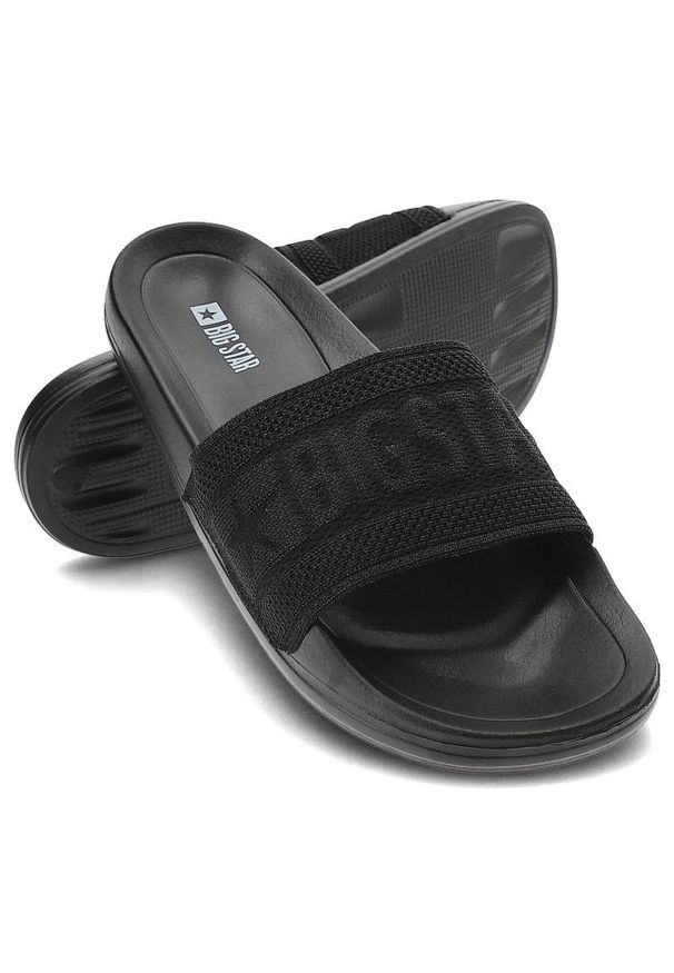 Big-Star - Czarne Klapki Big Star Wodoodporne Buty Damskie. Okazja: na spacer, na plażę, na co dzień. Kolor: czarny. Materiał: materiał, dziergany. Wzór: jednolity, aplikacja. Sezon: lato. Styl: casual, klasyczny