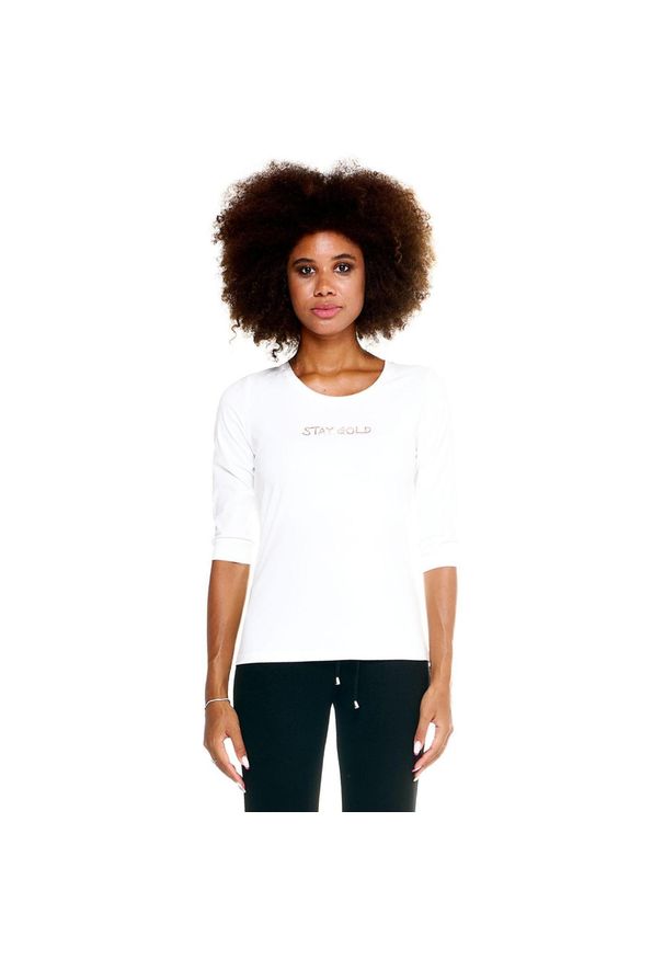 LEONE 1947 APPAREL - Damska koszulka Leone z rękawem 3/4 Winter Chic Boxing. Kolor: biały. Materiał: tkanina. Sport: fitness