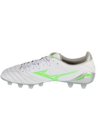 Buty piłkarskie męskie Mizuno Morelia Neo Iv Pro Fg. Zapięcie: sznurówki. Kolor: biały. Materiał: guma, tkanina, skóra, materiał, syntetyk. Szerokość cholewki: normalna. Sport: piłka nożna