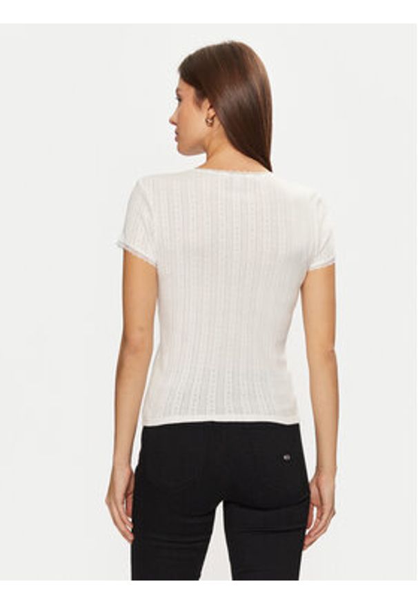 Tommy Jeans T-Shirt DW0DW19493 Écru Slim Fit. Materiał: bawełna