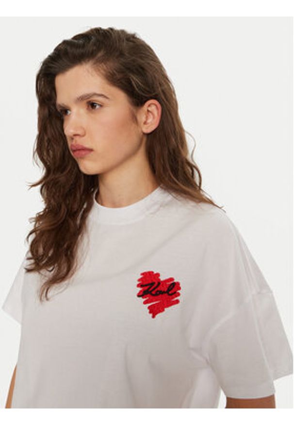 Karl Lagerfeld - KARL LAGERFELD T-Shirt A1W17074 Biały Regular Fit. Typ kołnierza: dekolt w karo. Kolor: biały. Materiał: bawełna
