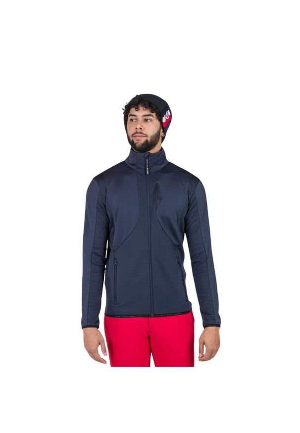 Bluza Rossignol męska Diretta Fleece FZ granatowa. Kolor: niebieski