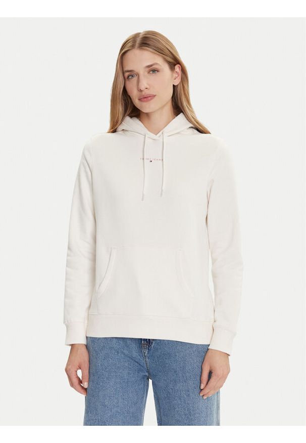 Tommy Jeans Bluza Linear DW0DW21963 Biały Regular Fit. Kolor: biały. Materiał: bawełna