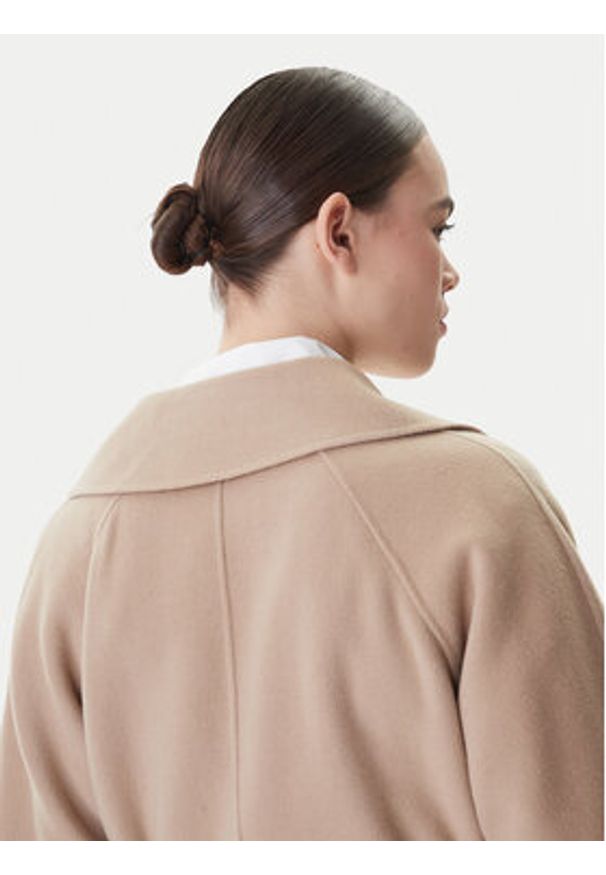 Weekend Max Mara Płaszcz wełniany Civada 2615011011 Beżowy Regular Fit. Kolor: beżowy. Materiał: wełna