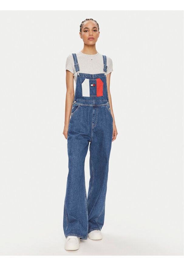 Tommy Jeans Ogrodniczki Classic Flag DW0DW18208 Niebieski Wide Leg. Kolor: niebieski