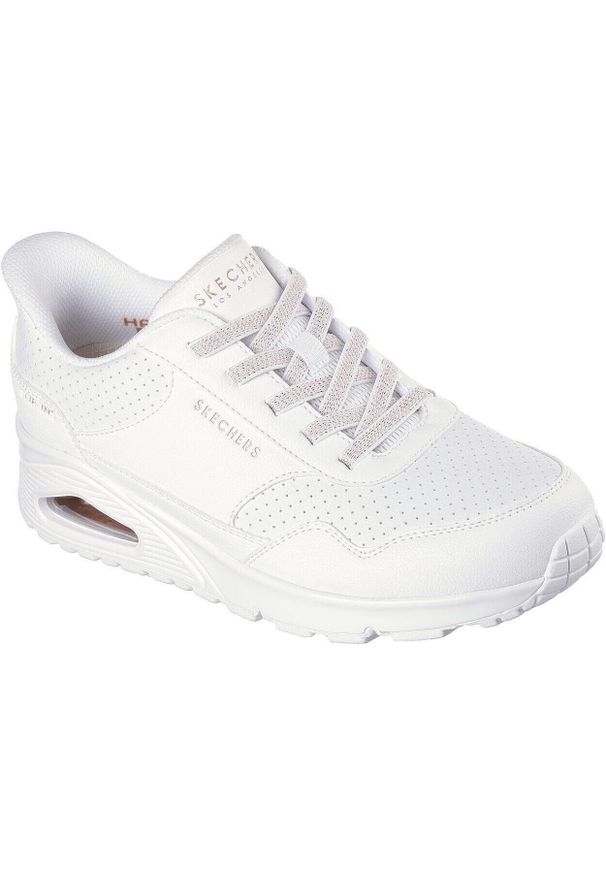 skechers - Adidasy Skechers Uno - Banksia Luxe, Kobiety. Kolor: biały. Materiał: skóra ekologiczna, materiał. Sport: fitness