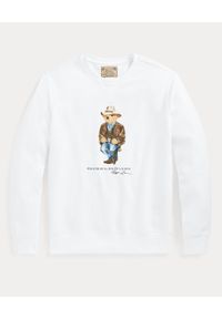 Ralph Lauren - RALPH LAUREN - Biała bluza z misiem Polo. Typ kołnierza: polo. Kolor: biały. Materiał: bawełna. Długość rękawa: długi rękaw. Długość: długie. Wzór: nadruk, napisy