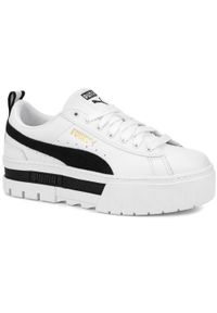 Puma - Damskie buty sportowe sneakersy na platformie białe PUMA MAYZE. Kolor: czarny, biały, wielokolorowy. Obcas: na platformie. Sport: turystyka piesza