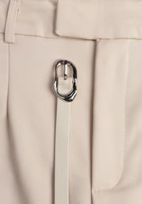 Born2be - Beżowa Ołówkowa Spódnica z Bawełną z Paskiem i Podszewką Typu Szorty Vikisola. Okazja: na co dzień, na spotkanie biznesowe, na randkę, do pracy. Kolor: beżowy. Materiał: bawełna. Styl: casual, biznesowy, elegancki #5